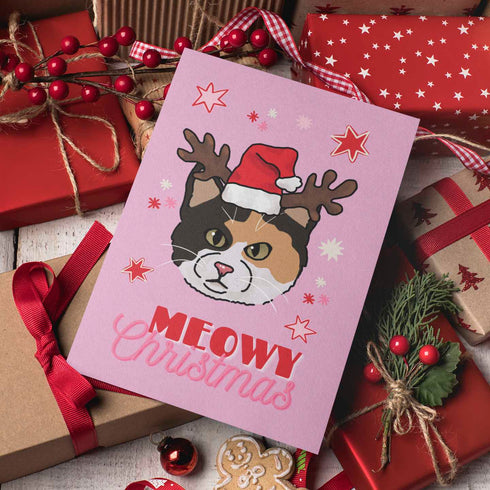 Reindeer Cat Christmas Card